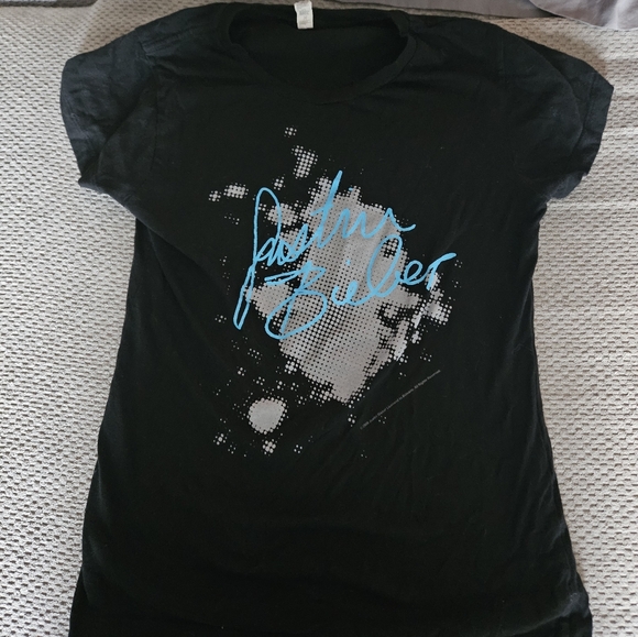 ๐3/$25๐ Vintage Justin Bieber~T-Shirt~Black~ Size L girls ~Authentic 2009 - Picture 2 of 8